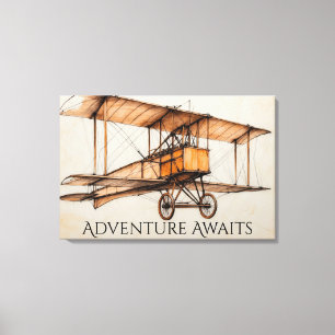 Vintage biplane canvas print