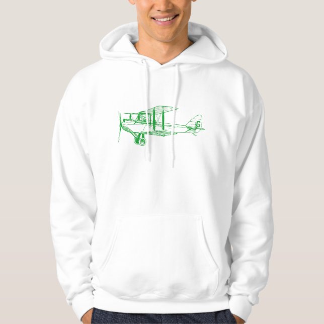 Vintage Biplane - Grass Green Hoodie (Front)