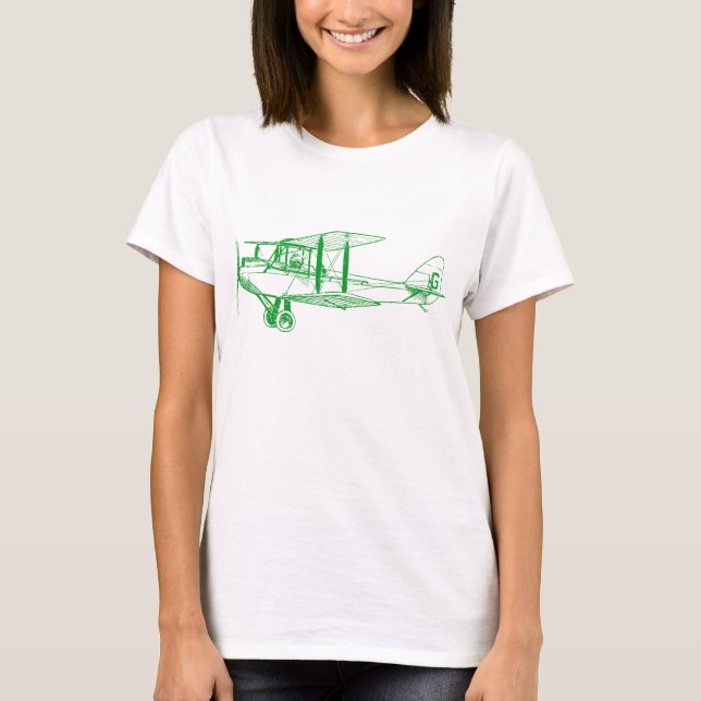 Vintage Biplane - Grass Green T-Shirt (Front)