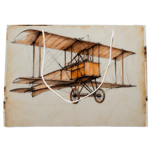 Vintage biplane  large gift bag