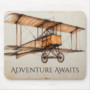 Vintage biplane mouse mat