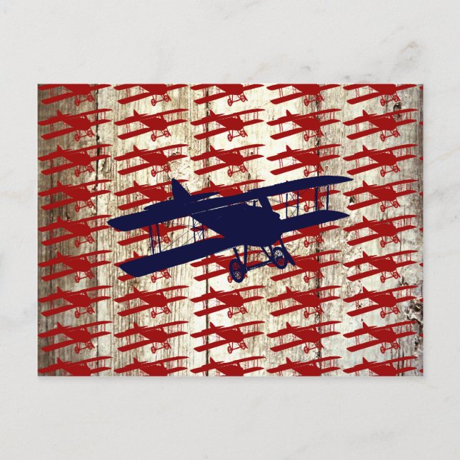 Vintage Biplane on Barn Wood Aviation Gifts Postcard (Front)
