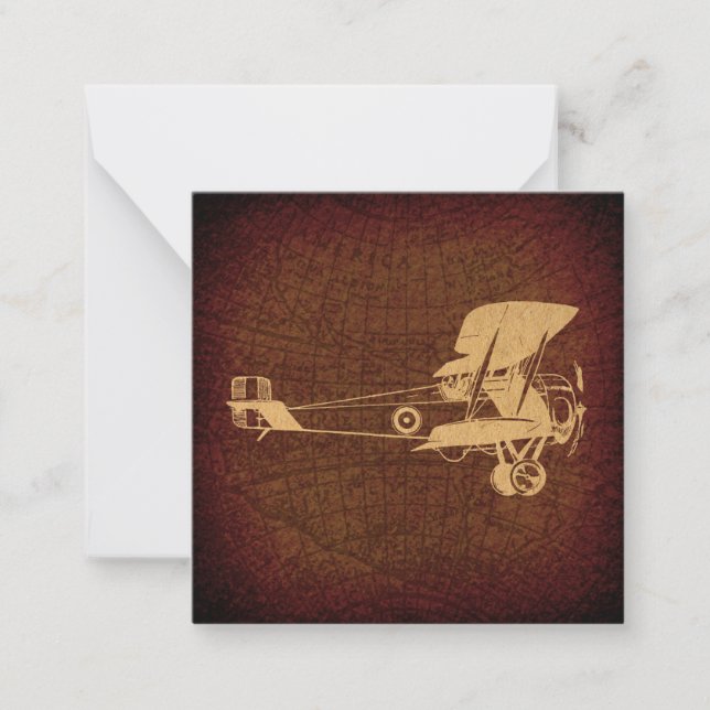 Vintage Biplane Plane Antique Aeroplane with Map Card (Front)
