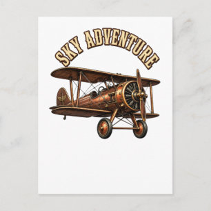 Vintage biplane. postcard