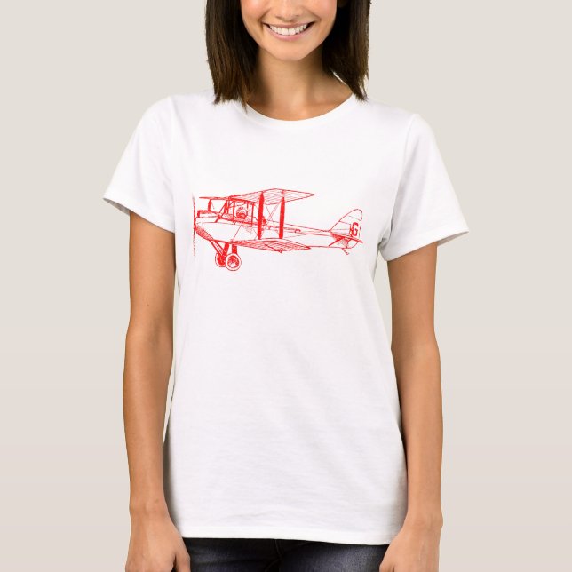 Vintage Biplane - Red T-Shirt (Front)