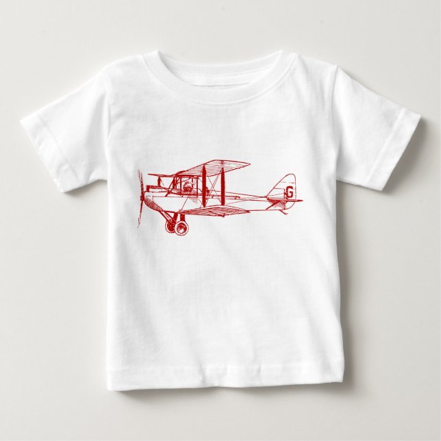 Vintage Biplane - Ruby Red Baby T-Shirt (Front)