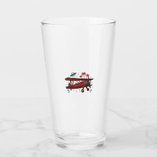 Vintage Biplane UFO Tropical Travel Shirt Design_1 Glass
