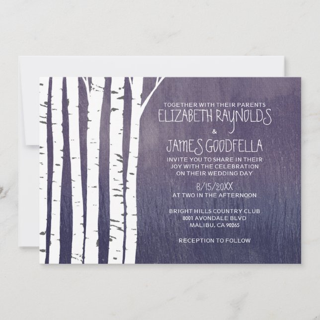 Vintage Birch Tree Wedding Invitations (Front)