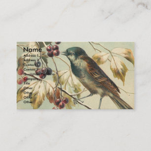 Vintage Bird and Berries Business Card