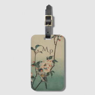 Vintage Bird and Blossom Illustration Art Luggage Tag