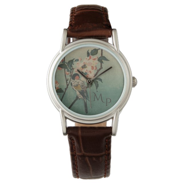Vintage Bird and Blossom Illustration Watch (Front)