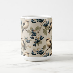 Vintage Bird and Blueberry Seamless Pattern Coffee Mug