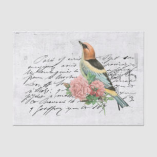 Vintage Bird and Flowers Ephemera Tissue Paper