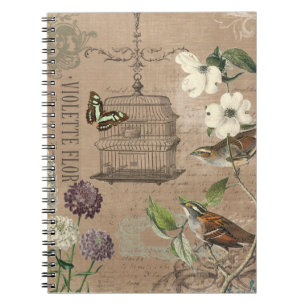 Vintage bird and garden notebook