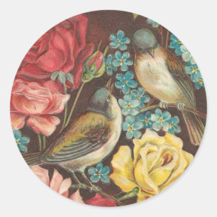 Vintage Bird and Rose Stickers