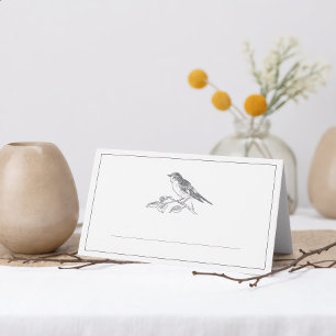 Vintage Bird Black And White Blank Wedding Place Card