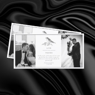 Vintage Bird Black And White Wedding Photo Thank You Card