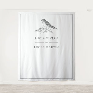 Vintage Bird Black And White Wedding Tapestry
