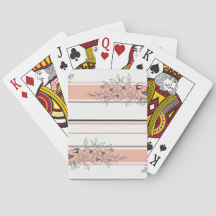 Vintage Bird Blossom Toile Stripe (12) Playing Cards