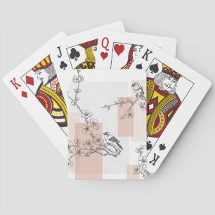 Vintage Bird Blossom Toile Stripe (15) Playing Cards