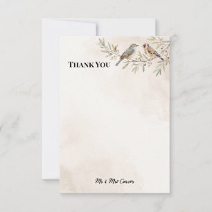 Vintage Bird Botanical Wedding Thank You Card