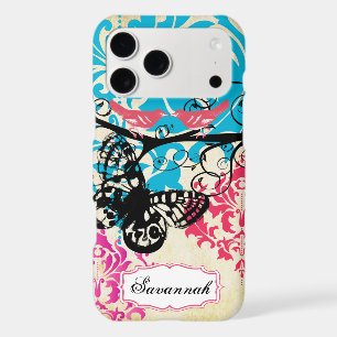 Vintage Bird Butterfly Damask iPhone Case