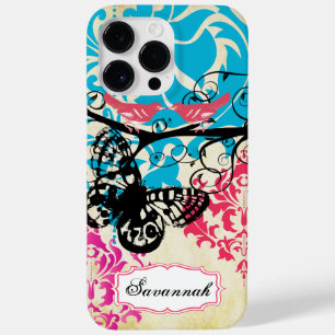 Vintage Bird Butterfly Damask iPhone Case