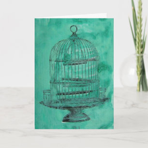 Vintage Bird Cage Birthday Card