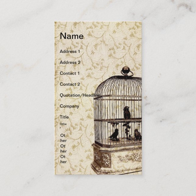 Vintage Bird Cage Business Card (Front)
