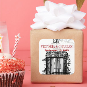 Vintage Bird Cage Musical Love Bird Aqua Weddings Square Sticker