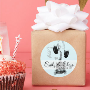 Vintage Bird Cage Musical Love Bird Weddings Classic Round Sticker