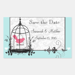 Vintage Bird Cage Musical Love Bird Weddings Rectangular Sticker