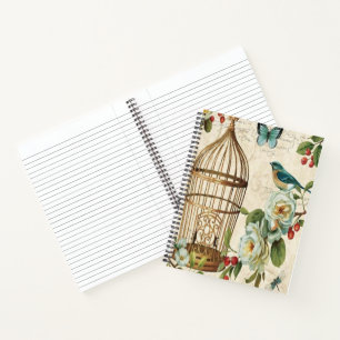 Vintage bird cage notebook