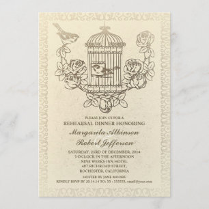 vintage bird cage rehearsal dinner invitations