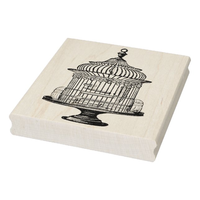 Vintage Bird Cage Rubber Art Stamp (Stamp)