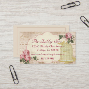 Vintage Bird Cage With Roses Elegant Business Card