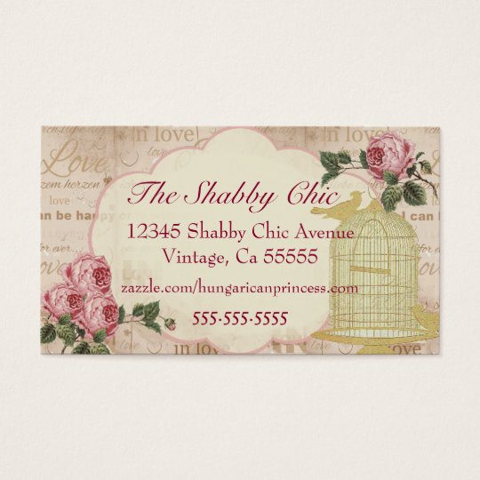 Vintage Bird Cage With Roses Elegant Business Card