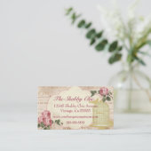 Vintage Bird Cage With Roses Elegant Business Card (Standing Front)