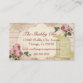 Vintage Bird Cage With Roses Elegant Business Card (Front)