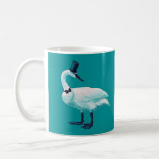 Vintage Bird Chic: Gentleman in Bow Tie Top Hat Coffee Mug