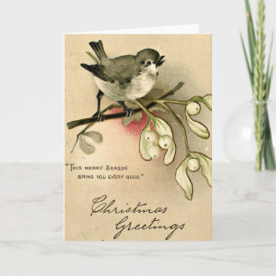 Vintage Bird Christmas Holiday Card