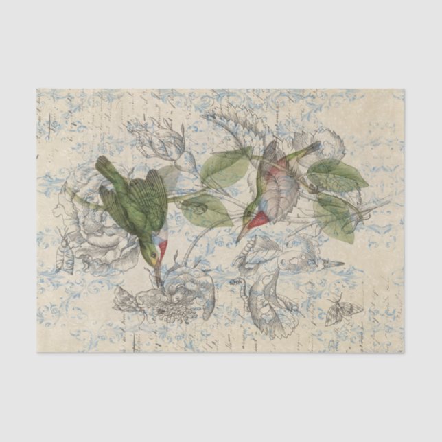 Vintage Bird Collage Tissue Paper (Front)