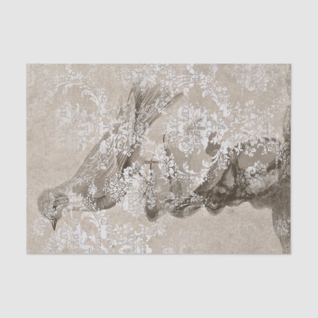 Vintage Bird Collage Tissue Paper (Front)