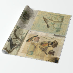 Vintage Bird Collages-Decoupage/Wrap Paper