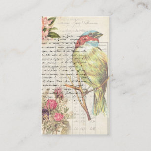 Vintage Bird Decoupage Botanical   Business Card