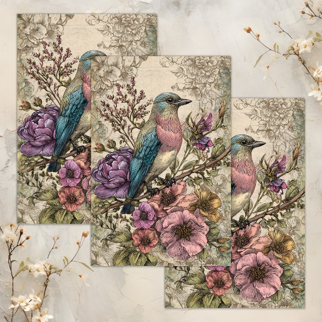 VINTAGE BIRD DECOUPAGE TISSUE PAPER (VINTAGE BIRD DECOUPAGE TISSUE PAPER)