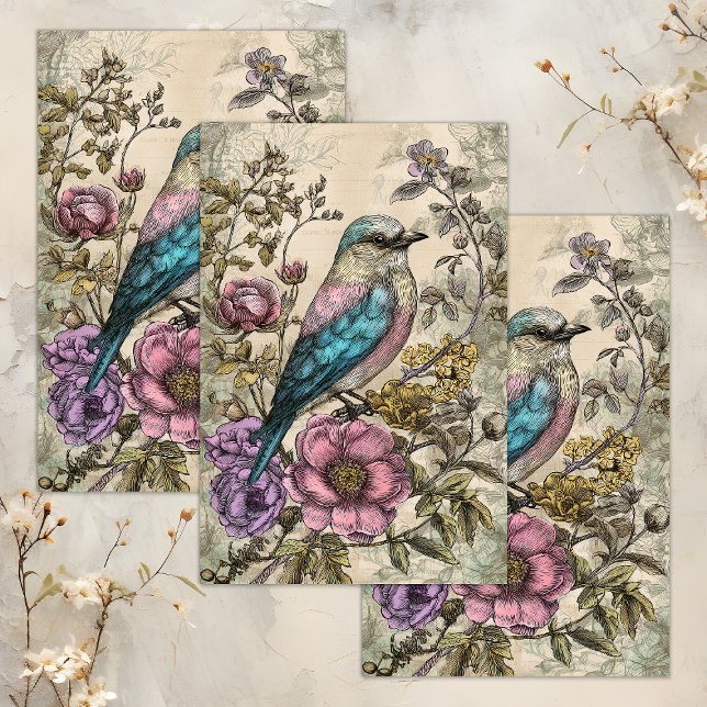 VINTAGE BIRD DECOUPAGE TISSUE PAPER (VINTAGE BIRD DECOUPAGE TISSUE PAPER)