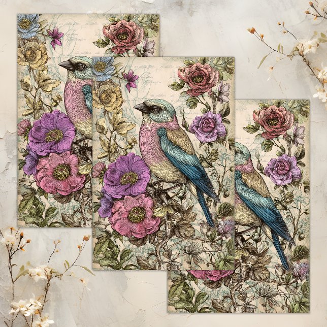 VINTAGE BIRD DECOUPAGE TISSUE PAPER (VINTAGE BIRD DECOUPAGE TISSUE PAPER)