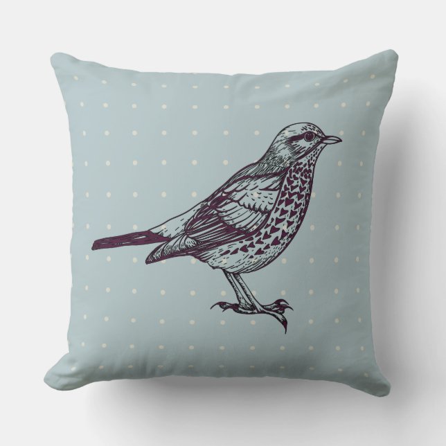 VINTAGE BIRD DESIGN Retro Throw Pillow (Front)