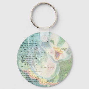 Vintage Bird Digital art collage Key Ring